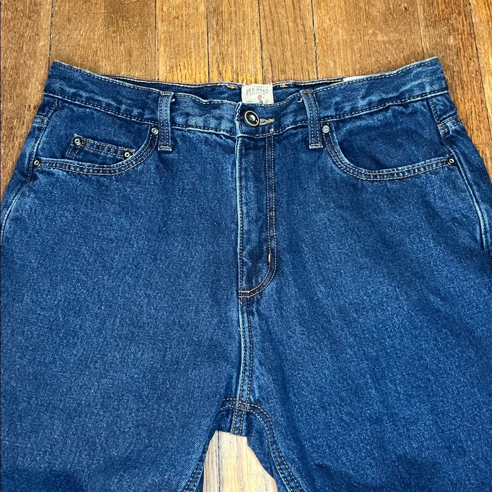 Red Head blue jeans fleece lined straight leg 34 x 30 cabincore rugged denim